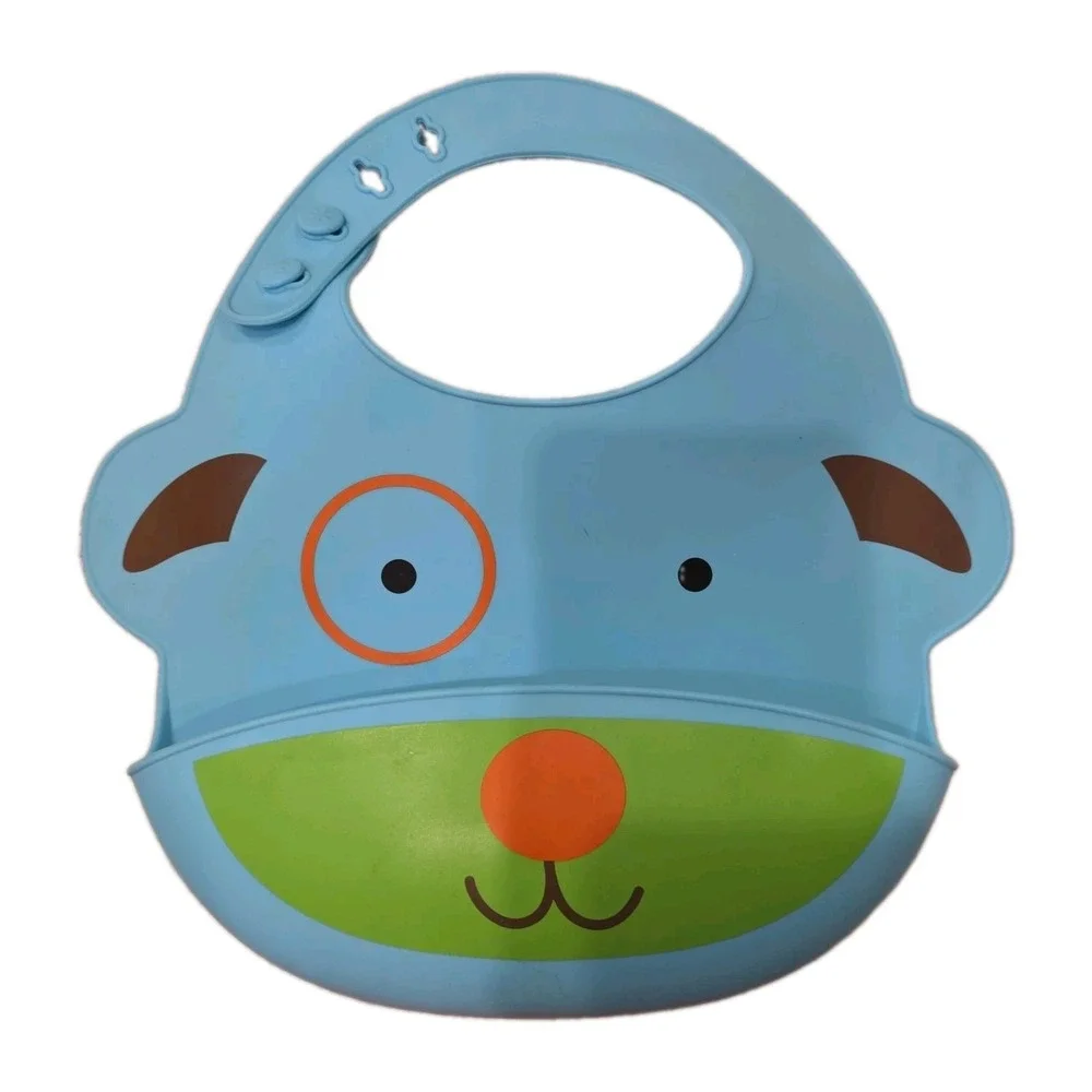 Zoo Fold & Go Silicone Bib And Busy Baby Silicone Placemat Orange Blue Toddler